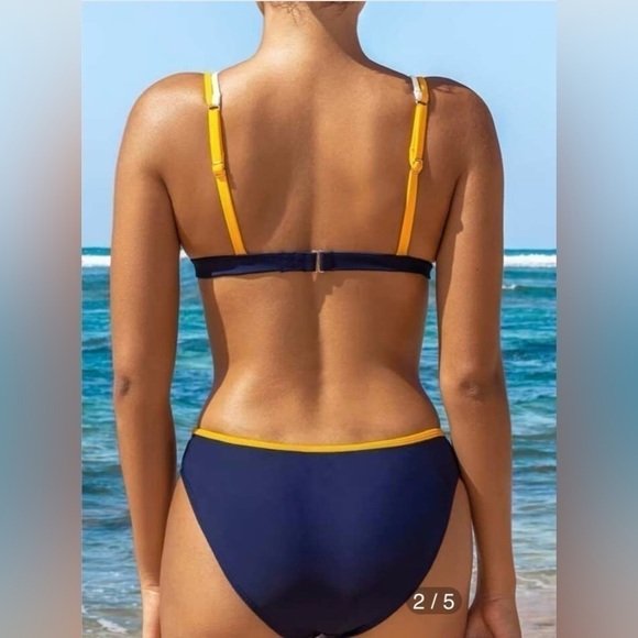 Color-Blocking Sexy Bikini With Spaghetti Straps - Bra-XS - Bottoms -Small NWT - Picture 3 of 12